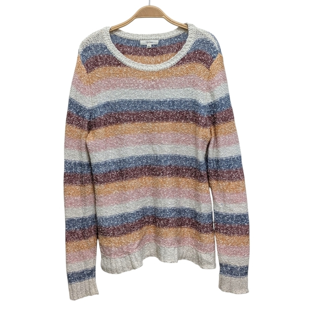 Anthropologie Peyton Primrose Colorful Striped Pullover Knit Sweater Large
